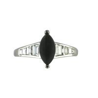 18ct White Gold Whitby Jet 0.79ct Diamond Marquise Ring