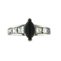 18ct White Gold Whitby Jet 1.75ct Diamond Shoulder Marquise Ring