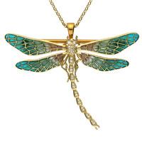 18ct yellow gold diamond enamel house style large dragonfly brooch nec ...