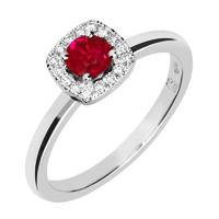 18ct White Gold 0.54ct Ruby 0.12ct Diamond Square Cut Ring