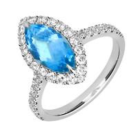 18ct white gold 151ct aquamarine 069ct diamond marquise ring