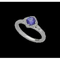 18ct White Gold 0.06ct Diamond 0.61ct Tanzanite Cushion Cut Cluster Ring