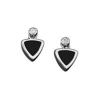 18ct White Gold Whitby Jet 0.06ct Diamond Triangle Stud Earrings
