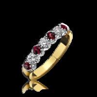 18ct Yellow And White Gold 0.40ct Ruby and Diamond 7 Stone Bar Set Eternity Ring