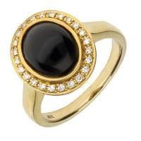 18ct yellow gold whitby jet 015ct diamond oval centred ring