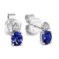 18ct White Gold Tanzanite And Diamond Oval Stud Earrings