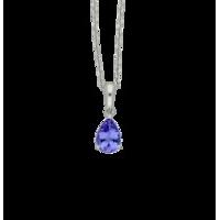 18ct White Gold Tanzanite Pear Cut Solitaire Necklace