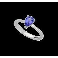 18ct White Gold Tanzanite Tear Drop Solitaire Ring