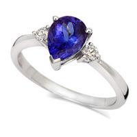 18ct White Gold 0.64ct Tanzanite and 0.09ct Diamond Ring