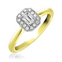 18ct white gold 047ct diamond emerald cut framed cluster ring