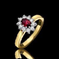 18ct Yellow Gold 0.48ct Ruby 0.29ct Diamond Oval Claw Set Cluster Ring