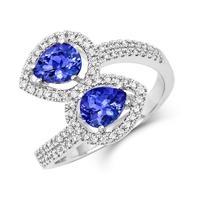 18ct White Gold 1.09ct Tanzanite 0.28ct Diamond Twist Ring