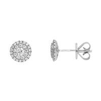 18ct white gold round cluster 046 carat diamond stud earrings