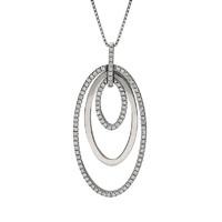 18ct White Gold Three Ellipse 0.59 Carat Diamond Pendant Necklace