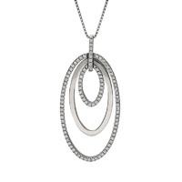 18ct white gold three ellipse 059 carat diamond pendant necklace