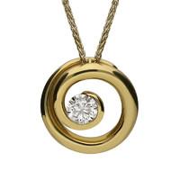 18ct yellow gold swirl 048 carat diamond pendant necklace