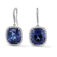 18ct White Gold Tanzanite and Diamond Cluster Earrings
