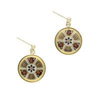 18ct Yellow Gold Royal Crown Derby Round Imari Earrings