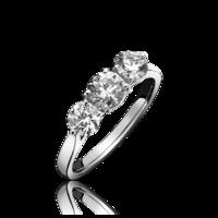18ct White Gold 0.80ct Diamond Three Stone Claw Set Ring