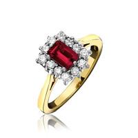 18ct Yellow Gold 0.74ct Ruby 0.37ct Diamond Cluster Ring