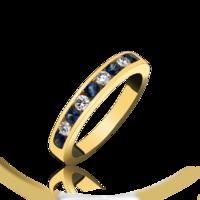 18ct Yellow Gold 0.23ct Sapphire 0.12ct Diamond Channel Set Half Eternity Ring