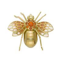 18ct Yellow Gold Orange Sapphire Enamel House Style Wasp Brooch