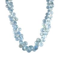 18ct White Gold Aquamarine Multi Faceted Peardrop Necklace