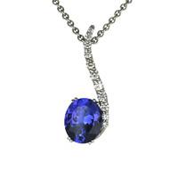 18ct White Gold 0.45ct Diamond 4.74ct Tanzanite Oval Drop Necklace