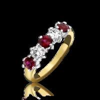 18ct Yellow and White Gold 1ct Ruby 0.49ct Diamond Claw Set Ring