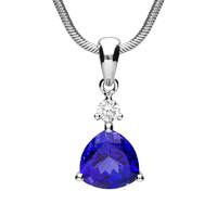 18ct white gold 128ct tanzanite 006ct diamond pendant necklace