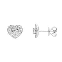 18ct White Gold Heart Cluster 0.66 Carat Diamond Studs Earrings