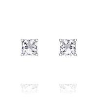 18ct White Gold Square 0.20 Carat Diamond Solitaire Stud Earrings