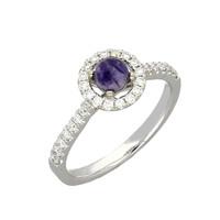 18ct white gold blue john 033ct diamond round halo ring