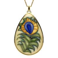 18ct Yellow Gold Moorcroft Feather Pear Pendant