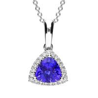 18ct White Gold 1.02ct Tanzanite 0.08ct Diamond Pendant Necklace