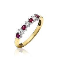 18ct Yellow and White Gold 0.52ct Ruby 0.25ct Diamond 7 Stone Eternity Ring