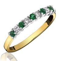 18ct yellow gold emerald 011ct diamond claw set half eternity ring