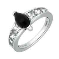 18ct White Gold Whitby Jet 1.75ct Diamond Marquise Ring
