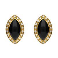 18ct yellow gold whitby jet 017ct diamond pave marquise stud earrings