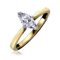 18ct Yellow Gold 0.29ct Diamond Solitaire Marquise Claw Set Ring