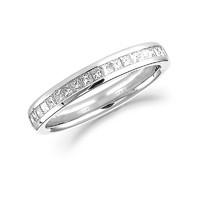 18ct white gold diamond princess cut half eternity wedding band ring