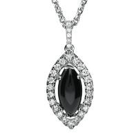 18ct white gold whitby jet 026ct diamond marquise necklace