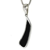 18ct White Gold Whitby Jet 0.04ct Diamond Twisted Oblong Necklace