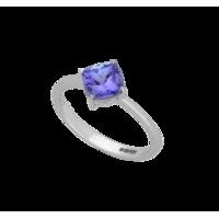 18ct White Gold 1.00ct Tanzanite Solitaire Cushion Cut Ring