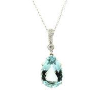 18ct White Gold 0.25ct Diamond 9.90ct Aquamarine Pear Drop Necklace