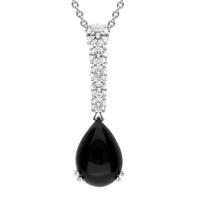 18ct White Gold Whitby Jet 1.25ct Diamond Pear Necklace