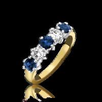 18ct Yellow Gold 0.60ct Sapphire 0.31ct Diamond Claw Set Half Eternity Ring
