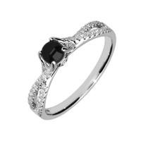 18ct white gold whitby jet 030ct diamond twist shank ring