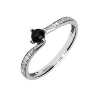 18ct White Gold Whitby Jet 0.12ct Diamond Tapered Twist Ring