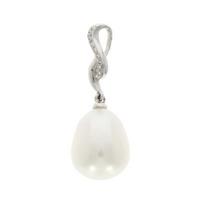 18ct white gold freshwater pearl and diamond twist dropper pendant 126 ...